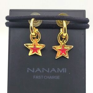 RARE FIND VINTAGE Gold Tone Red 3D Star Earrings